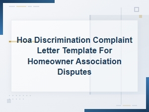 Hoa Discrimination Complaint Letter Template