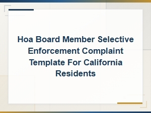 California Hoa Selective Enforcement Complaint Template