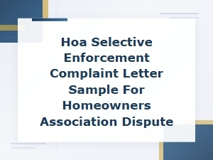 Hoa Selective Enforcement Complaint Letter Sample