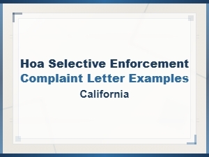 California Hoa Selective Enforcement Complaint Examples